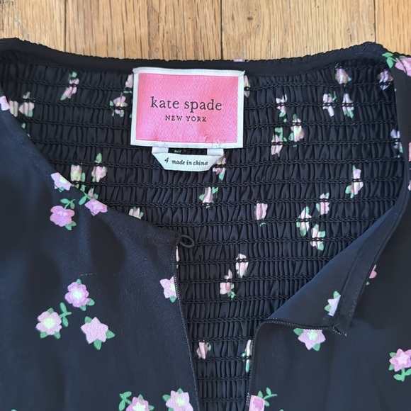 Kate Spade | Ditsy Begonia Flutter Sleeve Dress | midi | hi-low hem | size (4) - Picture 3 of 6